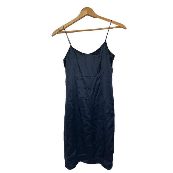 Rickie Freeman Teri Jon Navy Slip Dress 100% Silk Women's Sz 4 - Picture 1 of 6